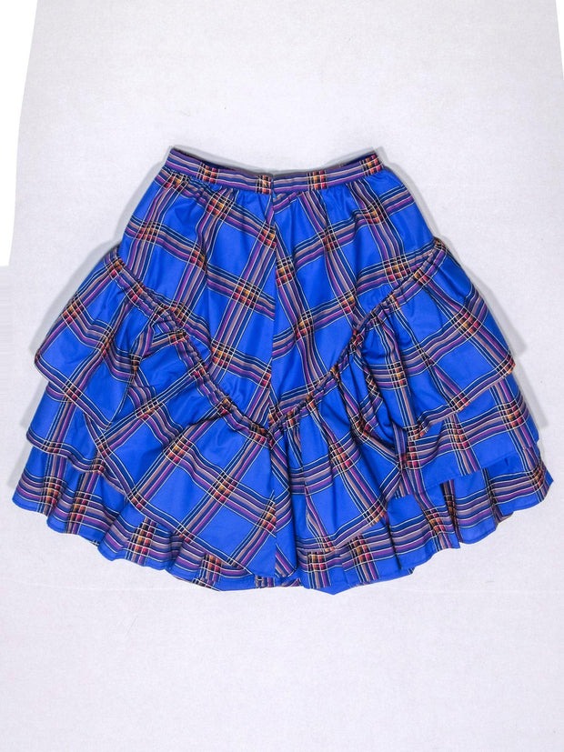 Current Boutique-Maeve - Blue Plaid Tiered Mini Bubble Skirt Sz 0