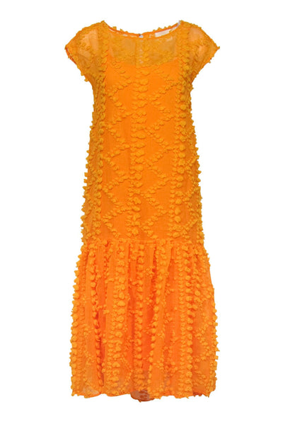 Current Boutique-Maeve - Marigold Orange Sleeveless Textured Dress w/ Flounce Hem Sz XS