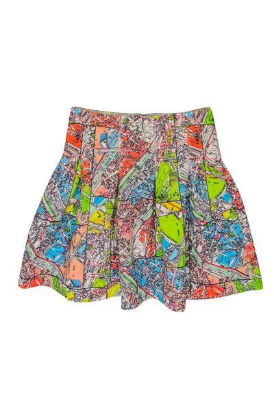 Current Boutique-Maeve - Multicolor Paris Map Print Pleated Skater Skirt Sz 2
