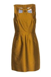Current Boutique-Maeve - Mustard Yellow Satin Sheath Dress w/ Cutouts Sz 6