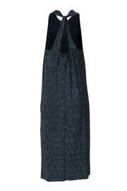 Current Boutique-Maeve - Navy Crinkle Textured Velvet Maxi Dress w/ Knotted Racerback Sz M