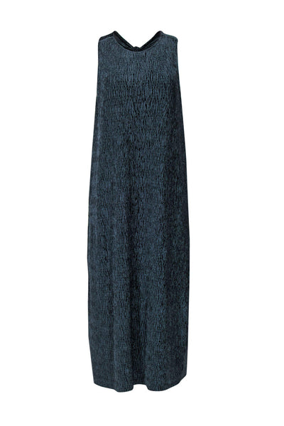Current Boutique-Maeve - Navy Crinkle Textured Velvet Maxi Dress w/ Knotted Racerback Sz M