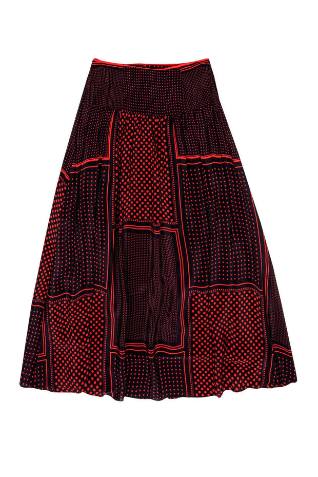 Current Boutique-Maeve - Navy & Red Graphic Polka Dot Maxi Skirt Sz 8