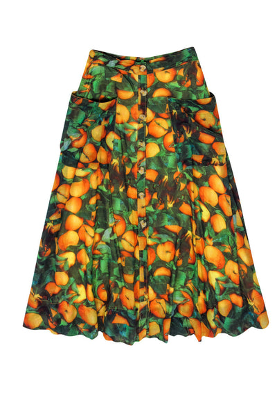 Current Boutique-Maeve - Orange Printed Cotton Button-Front Maxi Skirt Sz 2