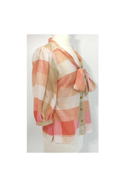 Current Boutique-Maeve - Peach & Tan Cotton & Silk Blouse Sz 0