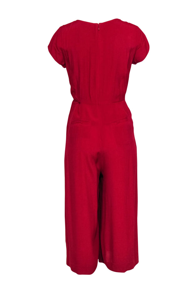 Current Boutique-Maeve - Red Short Sleeve Cropped Wide Leg Jumpsuit w/ Tied Top Sz 6
