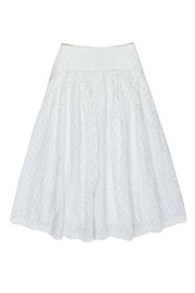 Current Boutique-Maeve - White Eyelet & Embroidered Maxi Skirt w/ Faux Buttons Sz 0