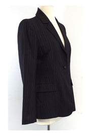 Current Boutique-Magaschoni - Black Wool Blend Pinstripe Blazer Sz 4
