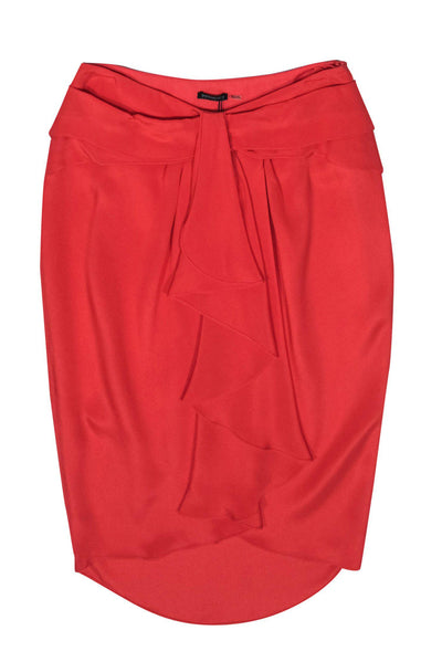 Current Boutique-Magaschoni - Coral Ruffle Faux Wrap Silk Skirt Sz 4