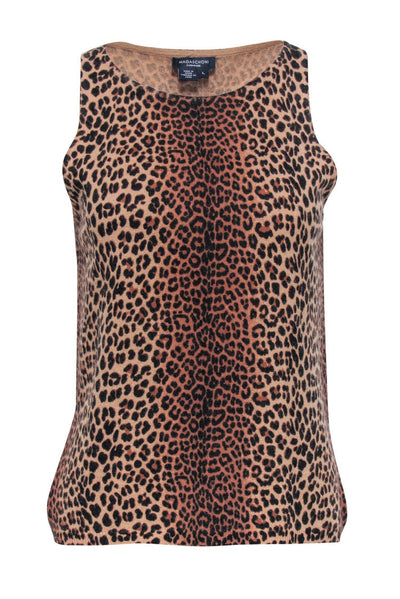 Current Boutique-Magaschoni - Leopard Print Cashmere Knit Tank Sz L