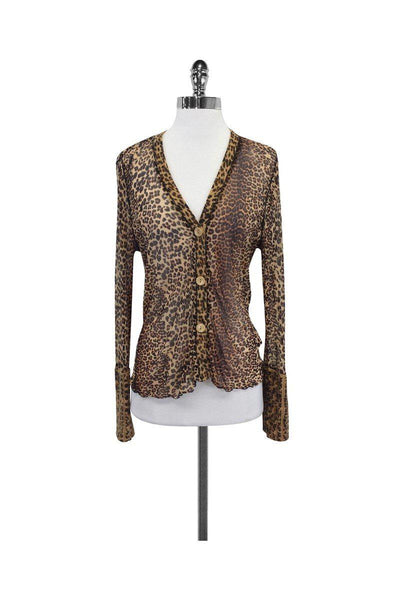 Current Boutique-Magaschoni - Leopard Print Silk Cardigan Sz L
