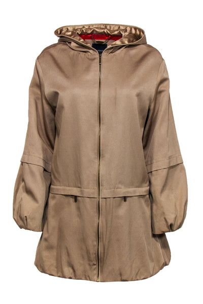 Current Boutique-Magaschoni - Tan Hooded Zip-Up Jacket Sz M
