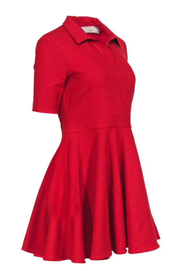 Red Fit & Flare Polo Dress