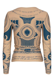 Current Boutique-Maison Martin Margiela x H&M - Nude Fitted Tattoo Printed Long Sleeve Top Sz XS