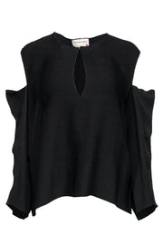 Current Boutique-Maison Rabih Kayrouz - Black Long Sleeve Cold-Shoulder Blouse Sz 6