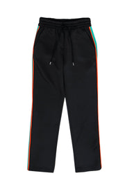 Current Boutique-Maje - Black Drawstring Track Pants w/ Multicolored Striped Trim Sz 4