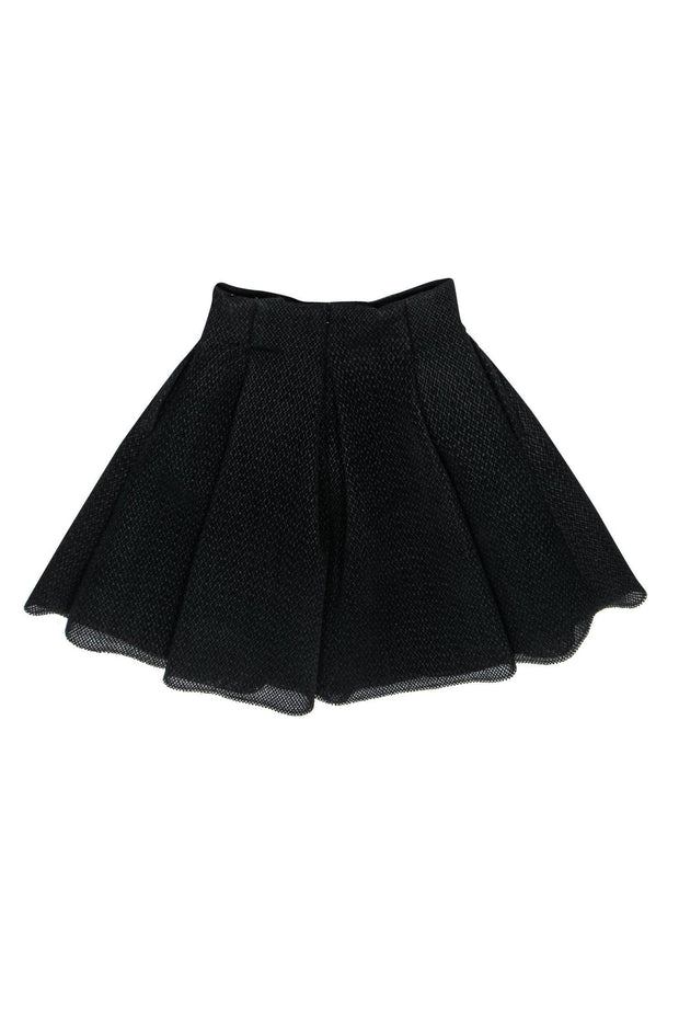 Current Boutique-Maje - Black Flared Mesh Skirts w/ Pleats Sz S