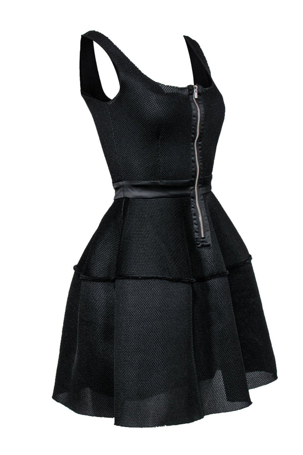 Current Boutique-Maje - Black Mesh Sleeveless Fit & Flare Dress w/ Front Zipper Sz S