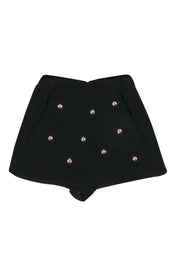 Current Boutique-Maje - Black Mini Skort w/ Gold Bee Embellishments Sz 2