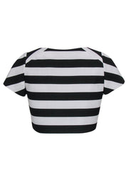 Current Boutique-Maje - Black & White Striped Crop Tee Sz L