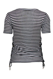 Current Boutique-Maje - Black & White Striped Short Sleeve Tee w/ Side Laces Sz L