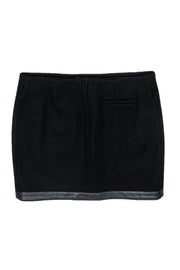 Current Boutique-Maje - Black Wool Blend Miniskirt w/ Faux Leather Trim Sz M