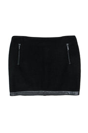 Current Boutique-Maje - Black Wool Blend Miniskirt w/ Faux Leather Trim Sz M