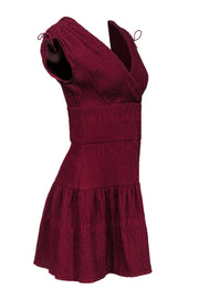 Current Boutique-Maje - Burgundy Textured Sleeveless Tiered Dress Sz S