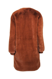 Current Boutique-Maje - Caramel Faux Fur Longline Coat Sz 8