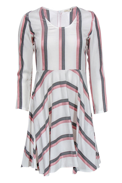 Current Boutique-Maje - Cream Striped Fit & Flare Dress Sz S