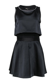 Current Boutique-Maje - Dark Navy & Black Fit & Flare Dress w/ Mesh Paneling at Waist Sz M