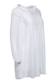 Current Boutique-Maje - Ivory Lace detail Pleated Shift Dress Sz 4