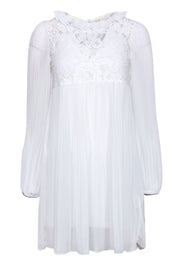 Current Boutique-Maje - Ivory Lace detail Pleated Shift Dress Sz 4