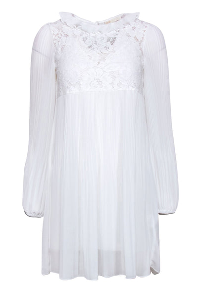 Current Boutique-Maje - Ivory Lace detail Pleated Shift Dress Sz 4