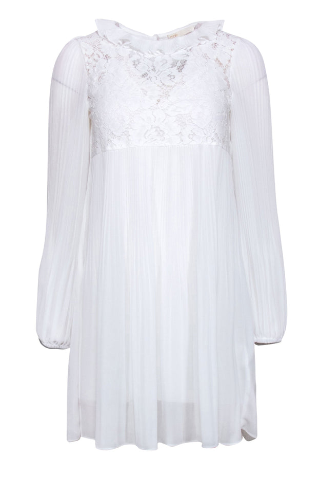 Current Boutique-Maje - Ivory Lace detail Pleated Shift Dress Sz 4