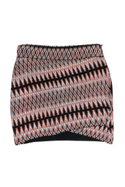 Current Boutique-Maje - Orange & Black Geometric Bandage Skirt Sz M