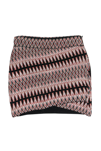 Current Boutique-Maje - Orange & Black Geometric Bandage Skirt Sz M