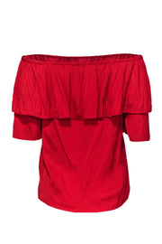 Current Boutique-Maje - Red Short Sleeve Off-the-Shoulder Blouse Sz 6