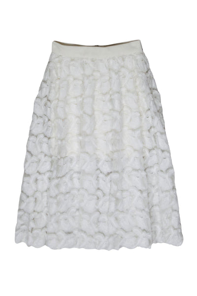 Current Boutique-Maje - White Floral Applique A-Line Skirt Sz 6