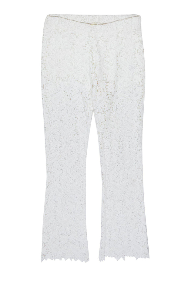 Current Boutique-Maje - White Lace Crocheted Flare Pants Sz S
