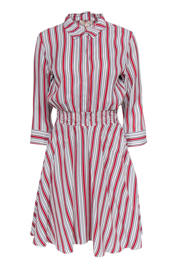 Current Boutique-Maje - White & Red Striped Shirt Dress Sz L