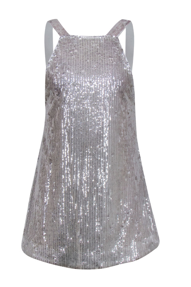 Current Boutique-Majorelle - Silver Sequined Backless Mini Cocktail Dress Sz S