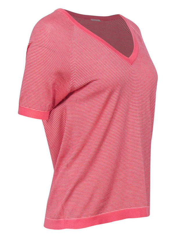 Current Boutique-Malo - Pink & White Striped Short Sleeve Top Sz 8