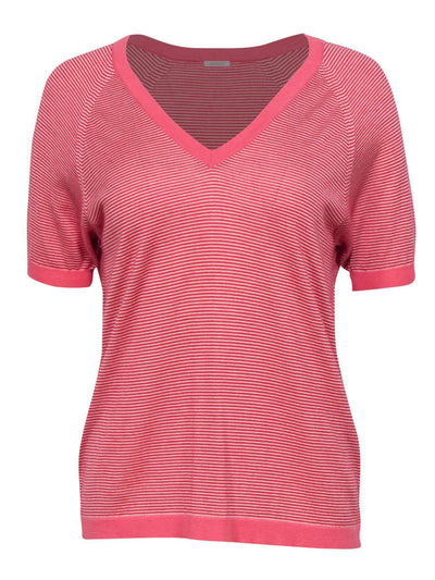 Current Boutique-Malo - Pink & White Striped Short Sleeve Top Sz 8