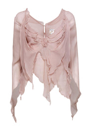 Current Boutique-Mandalay - Blush Silk Ruffle Long Sleeve Blouse Sz 8