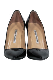 Current Boutique-Manolo Blahnik - Black Patent Leather Pointed Toe Pumps Sz 9