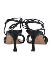 Current Boutique-Manolo Blahnik - Black Rippled Leather Lace-Up Heel Sz 6.5