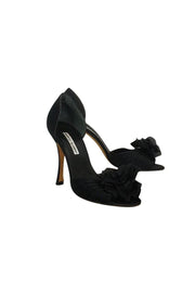 Current Boutique-Manolo Blahnik - Black Ruffle Heels Sz 10