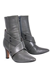 Current Boutique-Manolo Blahnik - Grey Green Leather Booties Sz 7