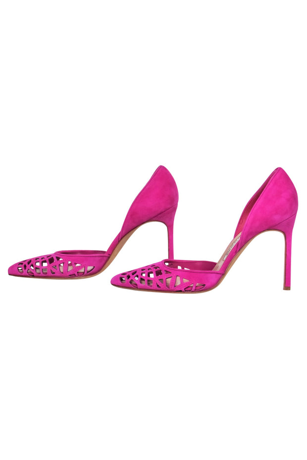 Current Boutique-Manolo Blahnik - Hot Pink Suede Cutout D'Orsay Pumps Sz 8